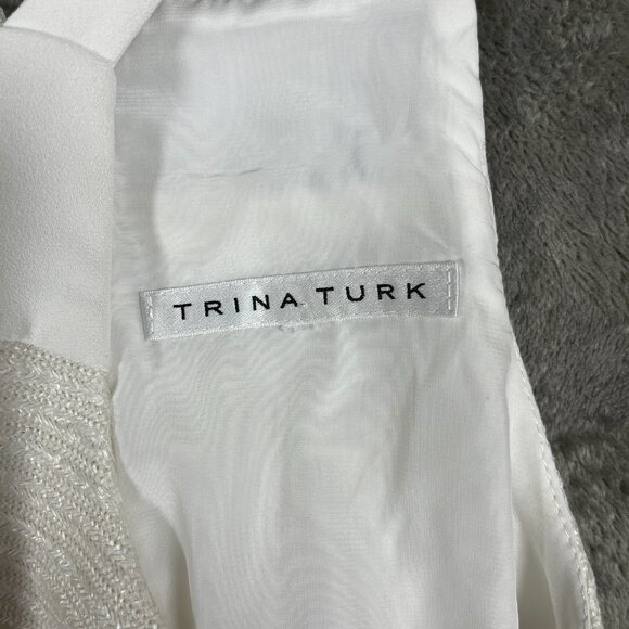 Trina Turk Parson Women's Mini Dress Size 2 White Bridal Sleeveless Keyhole Boho - Picture 7 of 9